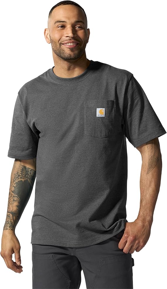 Carhartt Men's Loose Fit Heavyweight Short-Sleeve Pocket Carbon Heather T-Shirt - Image 2