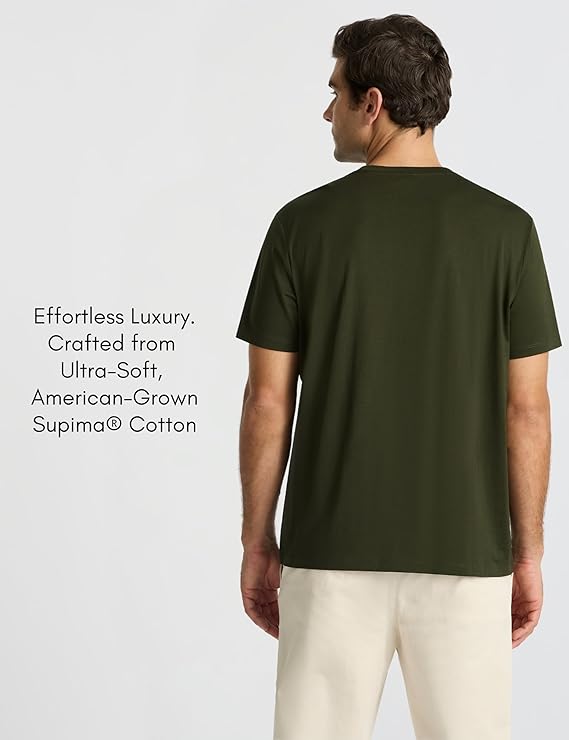 Men’s Supima® Mercerised Cotton T-Shirt(Army Green) - Image 2
