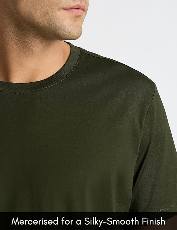 Men’s Supima® Mercerised Cotton T-Shirt(Army Green) - Image 3