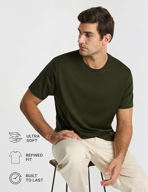 Men’s Supima® Mercerised Cotton T-Shirt(Army Green)