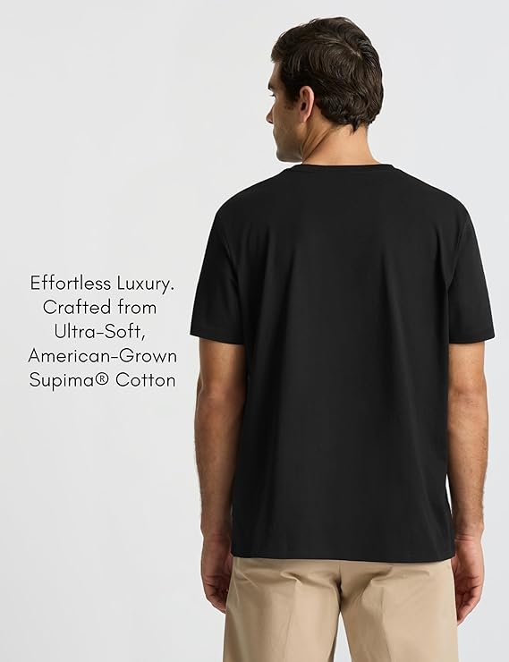 Men’s Supima® Mercerised Cotton T-Shirt(Black) - Image 2