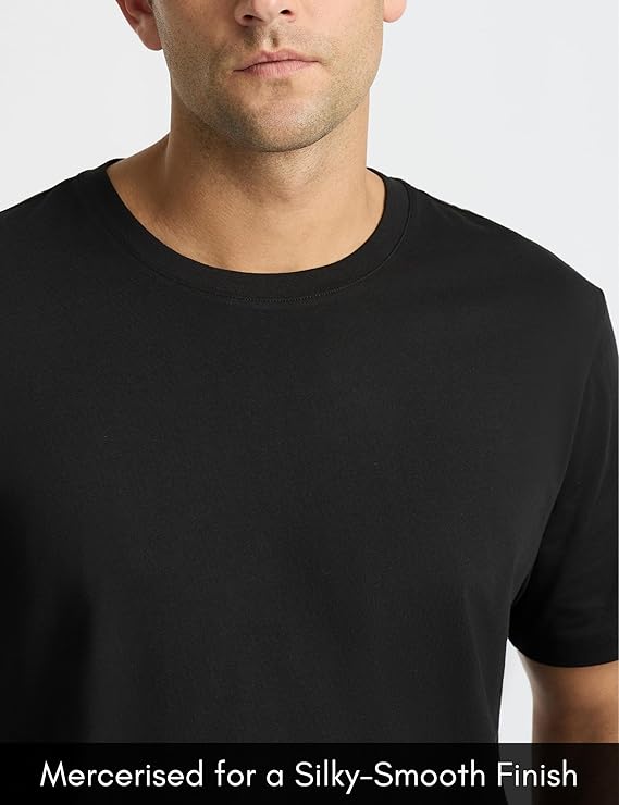 Men’s Supima® Mercerised Cotton T-Shirt(Black) - Image 3