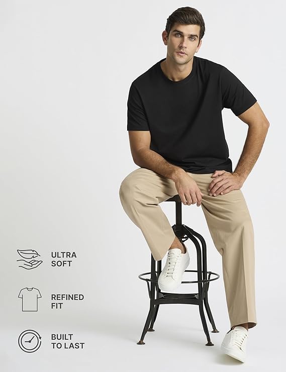 Men’s Supima® Mercerised Cotton T-Shirt(Black) - Image 5