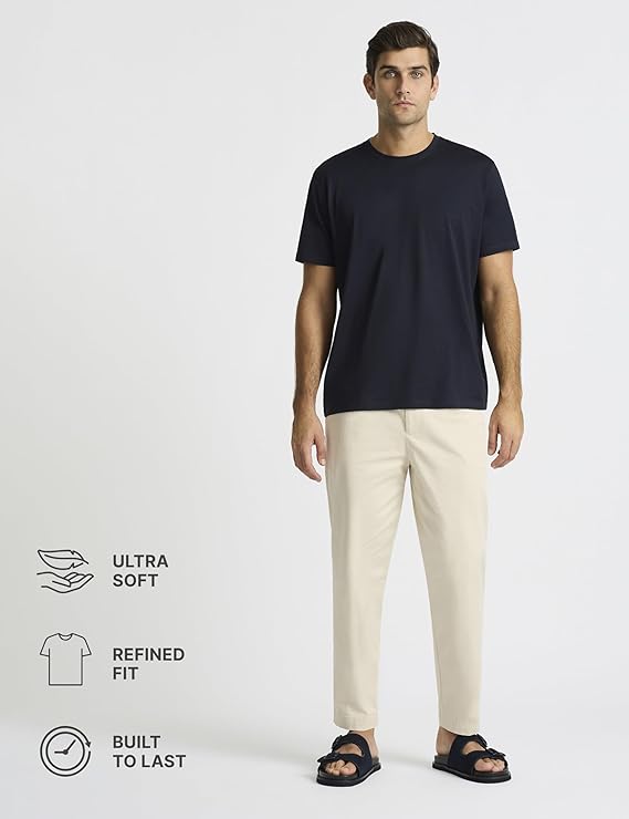 Men’s Supima® Mercerised Cotton T-Shirt(Dark Navy) - Image 3
