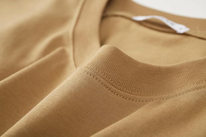 VEIISAR Men's Loose Fit Heavyweight Short-Sleeve Pocket Khaki T-Shirt - Image 5