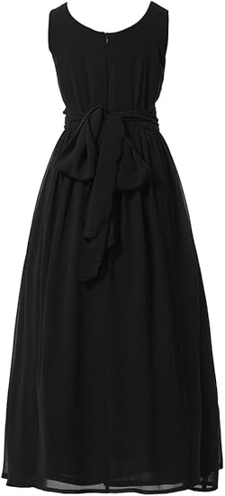 Juniors Long Bridesmaid Dress Party Dresses Flower Girl's Dress(black) - Image 5