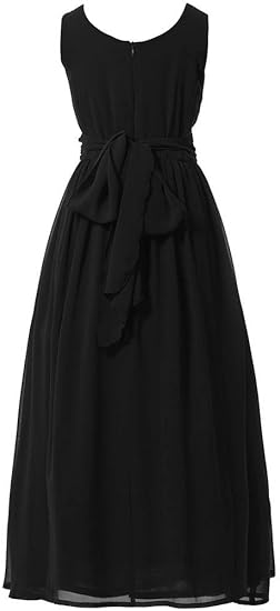 Juniors Long Bridesmaid Dress Party Dresses Flower Girl's Dress(black) - Image 3