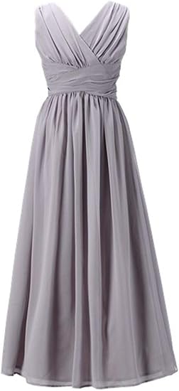 Juniors Long Bridesmaid Dress Party Dresses Flower Girl's Dress(Grey) - Image 3