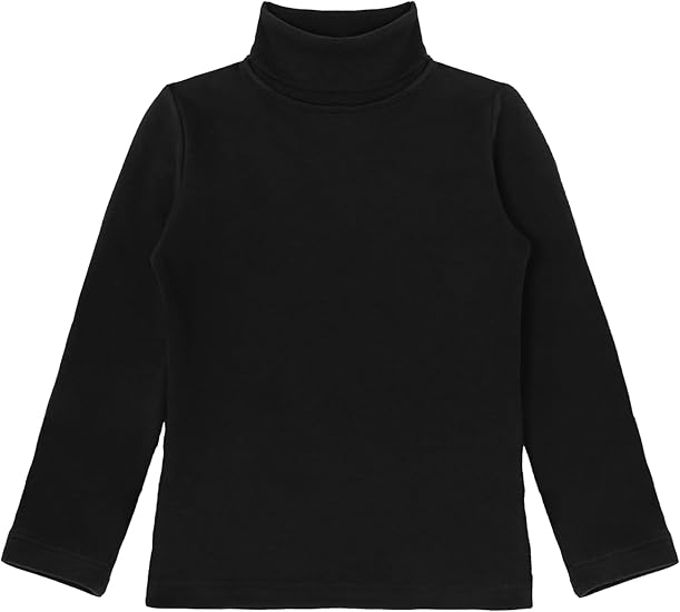 Girls' Basic Long Sleeve Turtleneck Cotton T-Shirt(Black) - Image 3