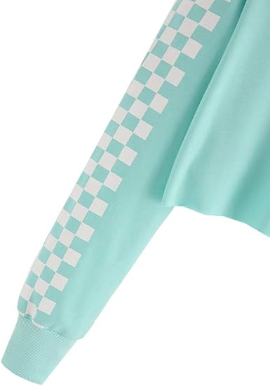 Bela Kids Crop Tops Girls Hoodies Cute Plaid Long Sleeve Fashion Sweatshirts(Light Blue) - Image 4