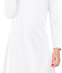 Girls Dress Kids Long Sleeve Solid Color Casual T-Shirt Dress(White)