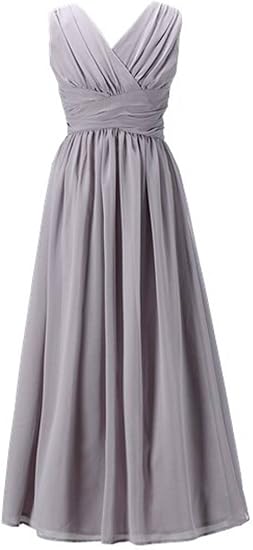 Juniors Long Bridesmaid Dress Party Dresses Flower Girl's Dress(Grey)