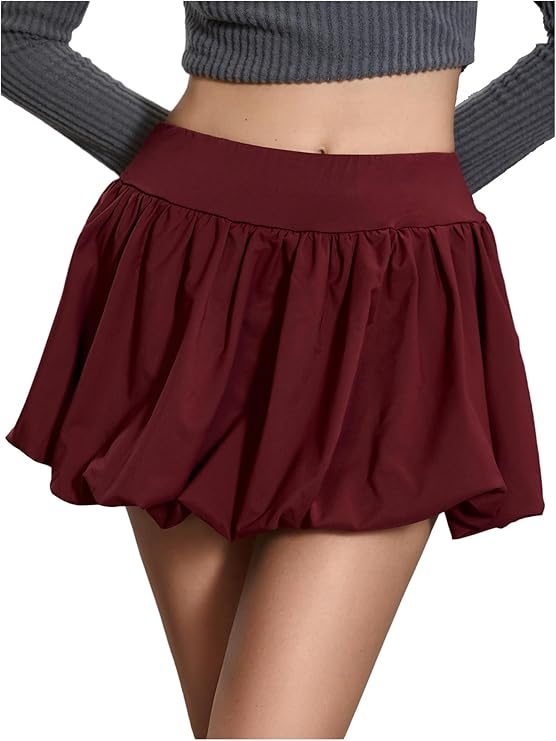 Verdusa Women's Bubble Skirt Elastic High Waisted Puffy Skorts (Brown) - Image 2