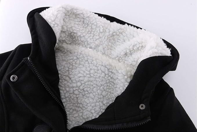 Womens Fashion Horn Button Fleece Thicken Coat with Hood Winter Warm Jacket - Image 4