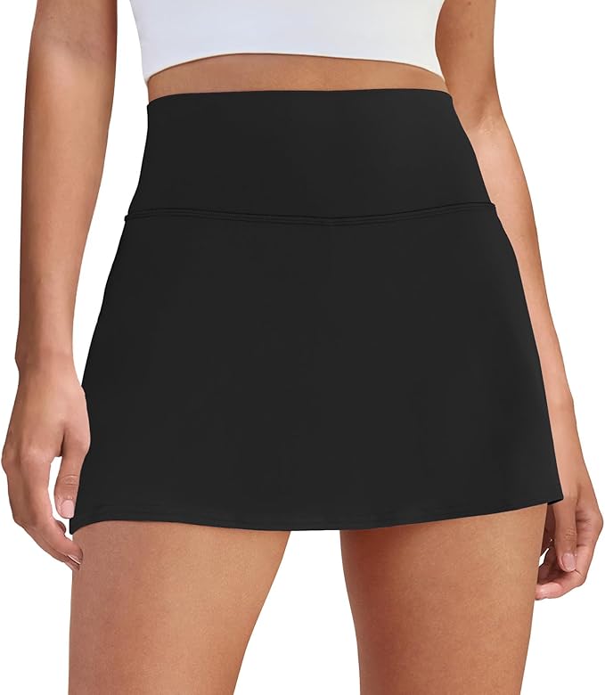 Womens Skort Tennis Skirt with Pocket Shorts Mini Golf Skirts(Black) - Image 3
