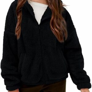 Girls' Outerwear Jackets Kids Soft Fleece Zip up Hoodie with Pockets