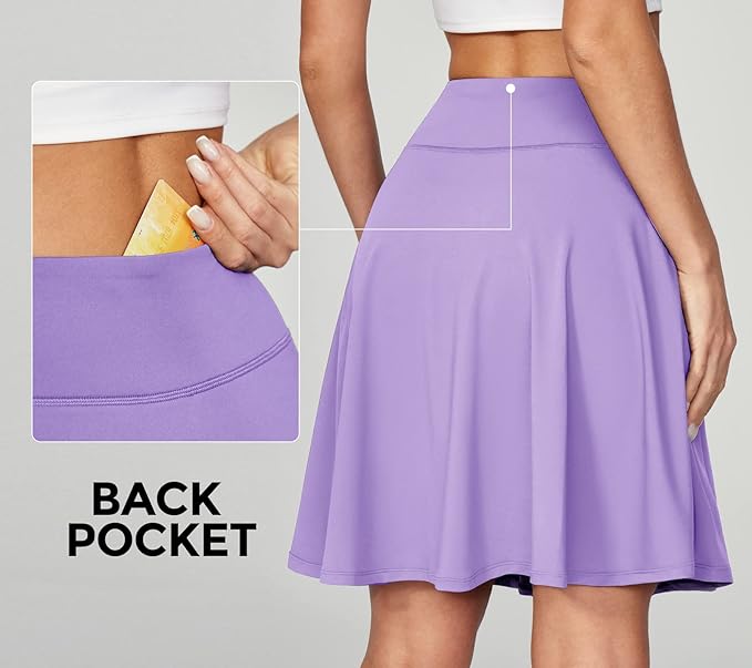 IUGA 20" Knee Length Skorts Skirts for Women with Pockets Tennis Skirt (Lavender) - Image 2
