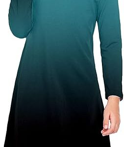 Girls Dress Kids Long Sleeve Solid Color Casual T-Shirt Dress(Navy Blue)