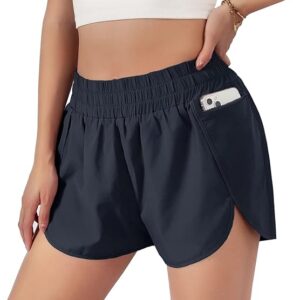Blooming Jelly Women's Quick-Dry Running Shorts Workout Sport Layer Active Shorts with Pockets 1.75"( Navy)