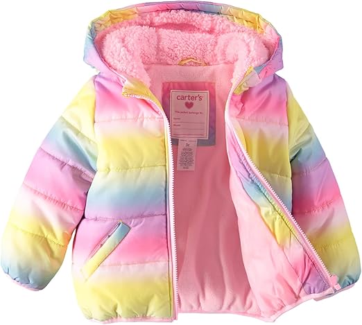 Carter's Girls' Fleece Lined Puffer Jacket Coat - Image 5