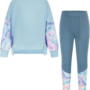 GRACE KARIN Girls Clothes Sweatshirt for Teen Girls Fashion Outfits Sweapants Leggings Tracksuit Clothing(Light Blue)