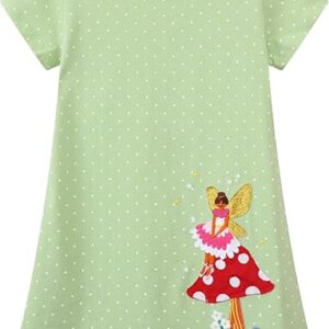 Toddler Girls Cotton Summer Short Sleeve Dress Cartoon Print Casual Jersey Dresses(Mushroom Princess)