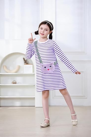 Girl's party Dresses(Striped&catpurse) - Image 4