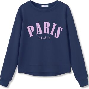Sweatshirt for Little & Big Girls - Cool Top Clothes Stylish Graffiti/California/New York (Blue)