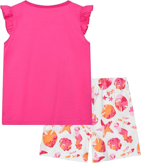 Toddler Girl Summer Short Outfit Sets Cotton Short Sleeve Tops Tees Shorts Clothing Sets(roseseahorse) - Image 3