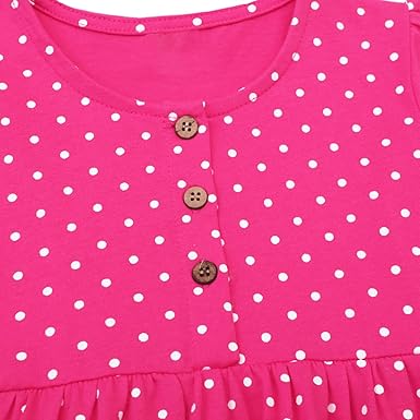 Girls Cotton Embroidery Applique Short Sleeve Dresses(Raspberry) - Image 4