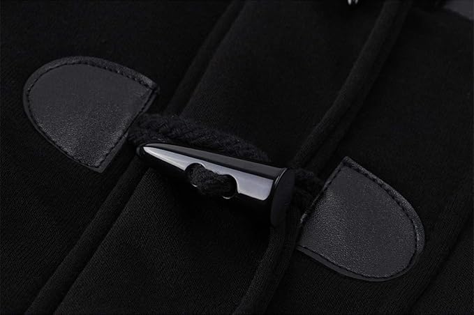 Womens Fashion Horn Button Fleece Thicken Coat with Hood Winter Warm Jacket - Image 3