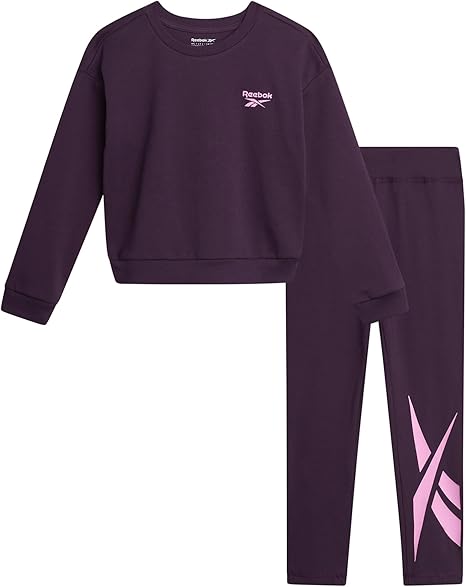 Girls Pants Set - 2 Piece Lightweight Long Sleeve Shirt and Girls Leggings Outfit(Plum)