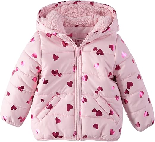 Carter's Girls' Fleece Lined Puffer Jacket Coat (Hearts)