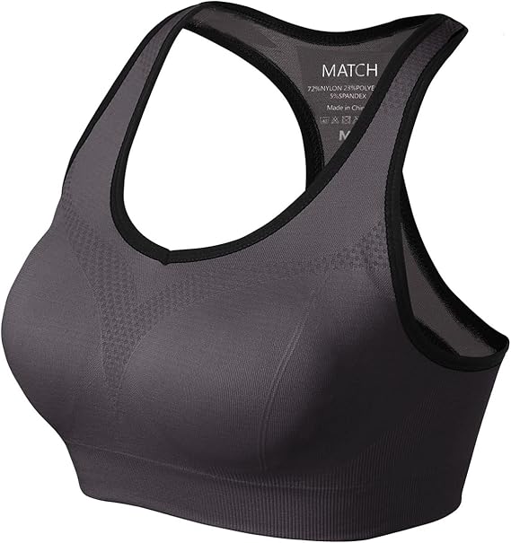Match Racerback Sports Bras for Women – Padded Seamless Strappy Workout Tops for Yoga Gym Runing Fitness Sports Bras(Np001 Gray Brwon_new Size) - Image 2