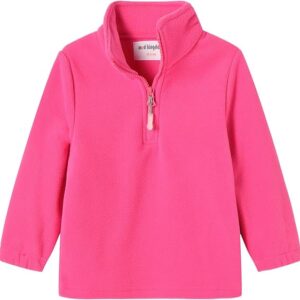 Mud Kingdom Boys Girls Quarter Zip Sweatshirt Polar Fleece Long Sleeve Shirts Mock Neck Fall Pullover Tops (Rose red)