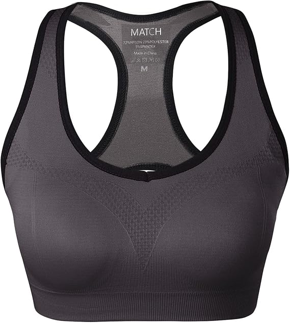Match Racerback Sports Bras for Women – Padded Seamless Strappy Workout Tops for Yoga Gym Runing Fitness Sports Bras(Np001 Gray Brwon_new Size) - Image 3