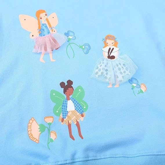 Youlebao Toddler Girls' Sweatshirt Crew-Neck Long Sleeve Cotton Pullover Shirt(Blue Fairy) - Image 5