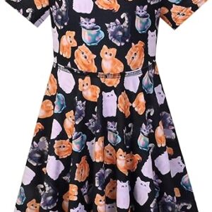 Unicorn Dresses Summer Swing Short Sleeve Casual Clothes for Little Kids(cat)
