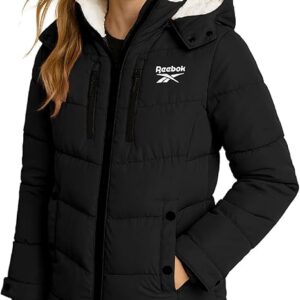 Girls Winter Coat - Heavyweight Quilted Girls Jacket Zip Up Weather Resistant Puffer Kids Winter Coat with Pockets (Black)