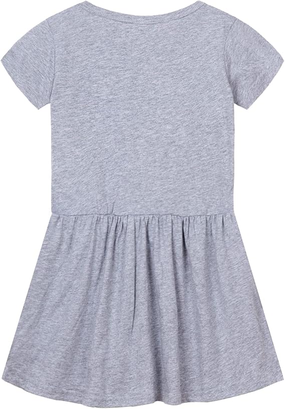 Little Girls Dresses Cotton Summer Holiday Cute Cat Dress Short Sleeve (Grey) - Image 3
