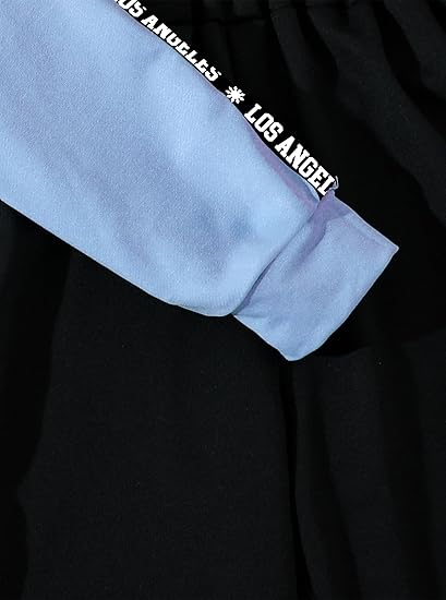 Girls Graphic 3 Piece Outfits Workout Hoodie Crop Tank and Sweatpants Set(Blue Black) - Image 5