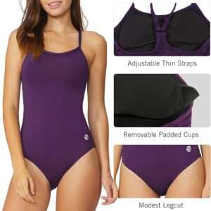 baleaf Women's Athletic Training Adjustable Strap One Piece Swimsuit(New Purple)