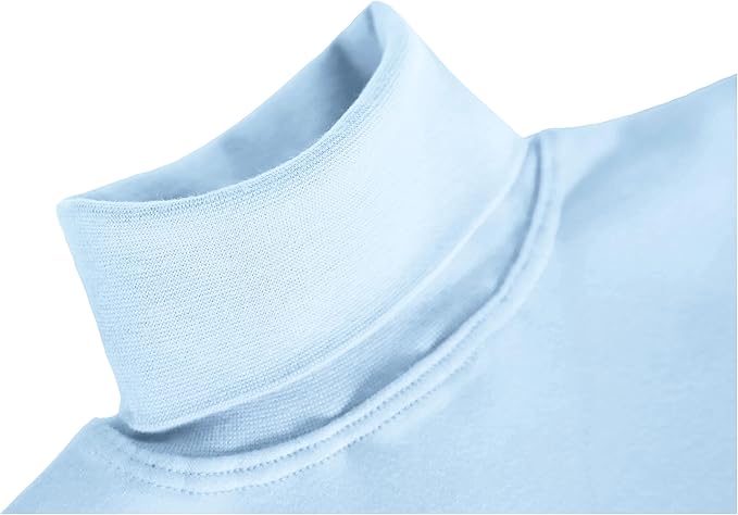 Girls' Basic Long Sleeve Turtleneck Cotton T-Shirt(Blue) - Image 3