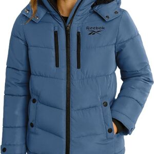 Girls Winter Coat - Heavyweight Quilted Girls Jacket Zip Up Weather Resistant Puffer Kids Winter Coat with Pockets (Blue)