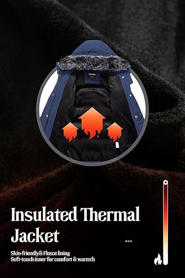 Girl's Long Parka Warm Winter Coat Water Resistant Quilted Puffer Jacket Snow Outwear(Navy) - Image 4