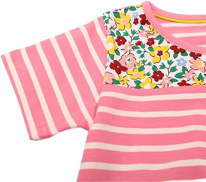Toddler Girls Short Sleeve Dress Easter Cotton Casual Summer Appliques Shirt Jersey Dresses(pinklovestripe) - Image 5