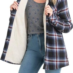 Legendary Whitetails Women's Sherpa Lined Flannel Shacket (Black Plaid)