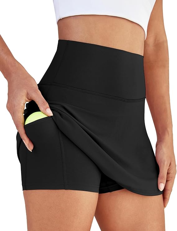 Womens Skort Tennis Skirt with Pocket Shorts Mini Golf Skirts(Black) - Image 2