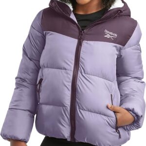 Girls' Full-Zip Fleece Jacket, Signature Logo Design, Lightweight & Wind Resistant (Purple)