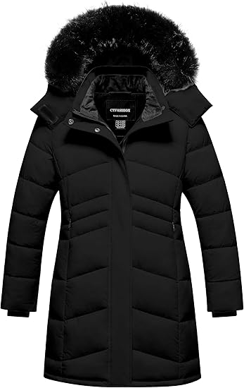 Winter Coats Kids Waterproof Long Puffer Jacket Thicken Fleece Lined Ski Parka with Detachable Fur Hooded